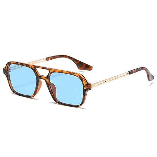 ZQUZEMS Sonnenbrille Quadratische Sonnenbrille Frau Mode Luxus Sonnenbrille Weibliche Vintage Hohler Leopard-Leopard Blau-Sonstige von ZQUZEMS