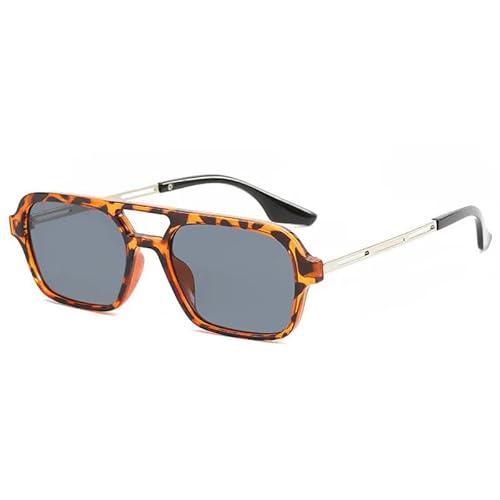 ZQUZEMS Sonnenbrille Quadratische Sonnenbrille Frau Mode Luxus Sonnenbrille Weibliche Vintage Hohler Leopard-Leopardgrau-Sonstige von ZQUZEMS