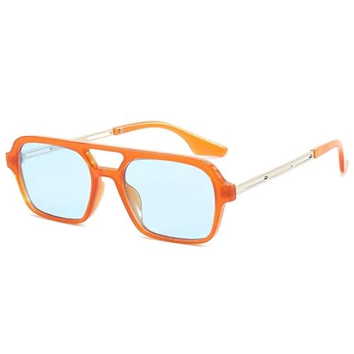 ZQUZEMS Sonnenbrille Quadratische Sonnenbrille Frau Mode Luxus Sonnenbrille Weibliche Vintage Hohler Leopard-Orange Blau-Sonstige von ZQUZEMS