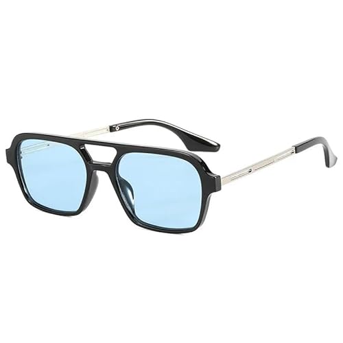 ZQUZEMS Sonnenbrille Quadratische Sonnenbrille Frau Mode Luxus Sonnenbrille Weibliche Vintage Hohler Leopard-Schwarz Blau-Sonstige von ZQUZEMS