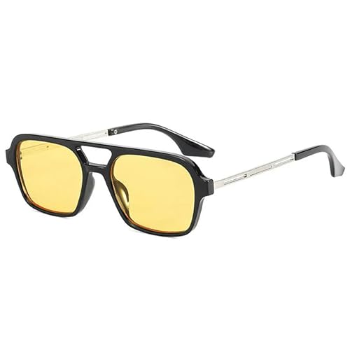 ZQUZEMS Sonnenbrille Quadratische Sonnenbrille Frau Mode Luxus Sonnenbrille Weibliche Vintage Hohler Leopard-Schwarz Gelb-Sonstige von ZQUZEMS