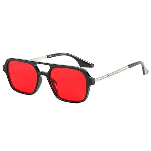 ZQUZEMS Sonnenbrille Quadratische Sonnenbrille Frau Mode Luxus Sonnenbrille Weibliche Vintage Hohler Leopard-Schwarz Rot-Sonstige von ZQUZEMS