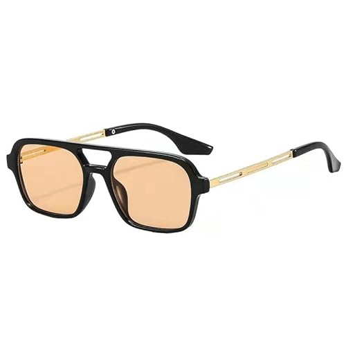 ZQUZEMS Sonnenbrille Quadratische Sonnenbrille Frau Mode Luxus Sonnenbrille Weibliche Vintage Hohler Leopard-Schwarzer Champagner-Sonstige von ZQUZEMS