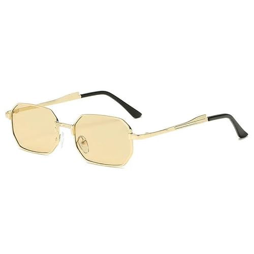 ZQUZEMS Sonnenbrille Schmale Männer Sonnenbrille Mode Rechteck Frauen Metall Luxus Sonnenbrille-Goldtee-A von ZQUZEMS