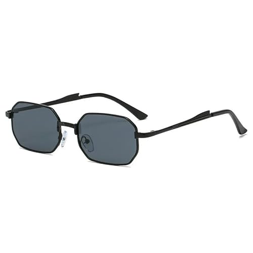 ZQUZEMS Sonnenbrille Schmale Männer Sonnenbrille Mode Rechteck Frauen Metall Luxus Sonnenbrille-Schwarz-A von ZQUZEMS