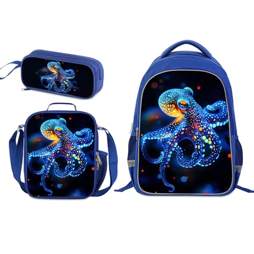ZRENTAO Kinder-Rucksack, 3D-reflektierendes Cartoon, 600D-Polyester und doppelte Reißverschlüsse, 43,2 cm Büchertasche, 21###Oktopusset, Rucksack, Rucksäcke ZRENTAO Kinder-Rucksack, 3D-reflektierendes Cartoon, 600D-Polyester und doppelte Reißverschlüsse, 43,2 cm Büchertasche, 21###Oktopusset, Rucksack, Rucksäcke von ZRENTAO