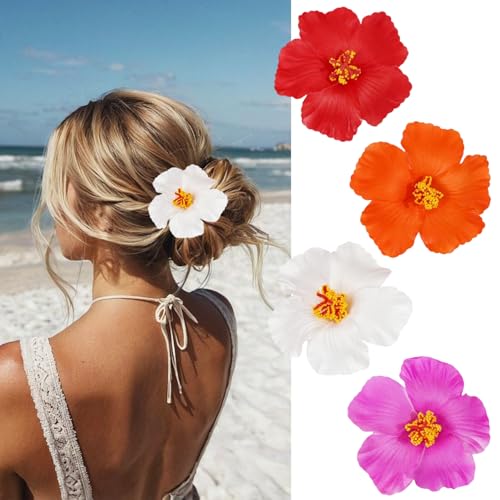 Haarspangen mit hawaiianischen Blumen für Damen, Hibiskusblüte, Krokodilklemme, Frühlings-Plumeria-Haar-Accessoires, Clip, Hawaii-Party-Dekorationen für Sommer, Strand, Urlaub, Haarstyling-Designs, 4 Haarspangen mit hawaiianischen Blumen für Damen, Hibiskusblüte, Krokodilklemme, Frühlings-Plumeria-Haar-Accessoires, Clip, Hawaii-Party-Dekorationen für Sommer, Strand, Urlaub, Haarstyling-Designs, 4 von ZRETHFB