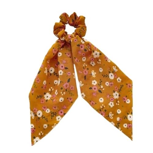 Damen Bandana Halstuch Damen Blumendruck Schleife Satin Langes Band Pferdeschwanz Schal Haargummi Haargummis Frauen Mädchen Elastische Haarbänder Haarschmuck(Color-16) von ZRHWSPD