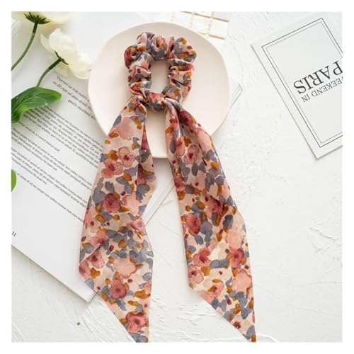 Damen Bandana Halstuch Damen Drucken Chiffon Lange Band Haargummis Frauen Mädchen Pferdeschwanz Schal Elastische Haarbänder Krawatten Haarschmuck(26) von ZRHWSPD