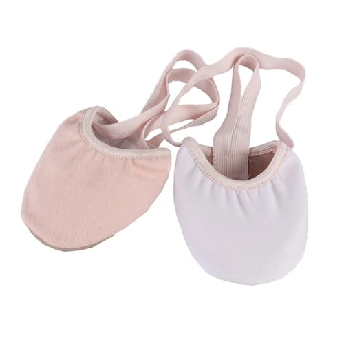 Tanzschuhe Damen Kunstturnschuhe,Rosa Damen Mädchen Leder Stretch Canvas Halb Rhythmische Gymnastikschuhe(Pink-Stretch Canvas,35/M) von ZRHWSPD