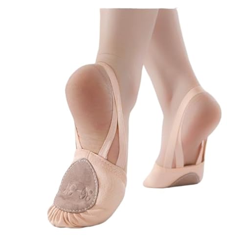 Tanzschuhe Damen Rhythmische Gymnastik Halbsohle Ballett Tanzschuh Wendeschuhe mit Gummizugstreifen Halbschuhe(Light pink,Men_32-33) von ZRHWSPD