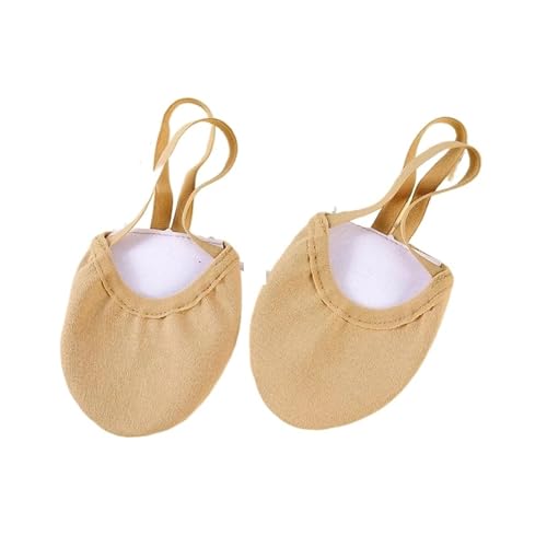 Tanzschuhe Damen Wettkampf-Tanz-Gymnastikschuhe, halbe Handfläche, vierseitig elastisches Stoff-Sportschuhe for Fitness und Training(Camel,3XL 43-44) von ZRHWSPD