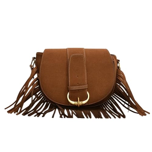 ZRHWSPD Kleine Handtasche Mit Quaste Damen Umhängetaschen mit Quasten, Schultertaschen(Brown) von ZRHWSPD