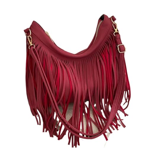 ZRHWSPD Kleine Handtasche Mit Quaste Quaste Ledertasche Damen Schulter Umhängetasche(Color3) von ZRHWSPD