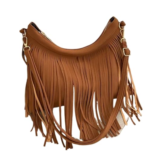 ZRHWSPD Kleine Handtasche Mit Quaste Quaste Ledertasche Damen Schulter Umhängetasche(Color4) von ZRHWSPD