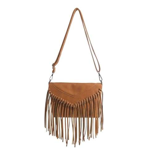 ZRHWSPD Kleine Handtasche Mit Quaste Quaste Umhängetasche Vintage Sommer Handtasche(Light brown) von ZRHWSPD