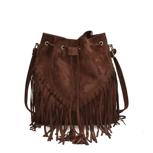ZRHWSPD Kleine Handtasche Mit Quaste Umhängetasche mit Quaste, großes Fassungsvermögen, vielseitige(Coffee) von ZRHWSPD
