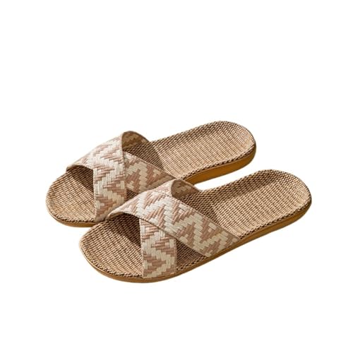 ZRHWSPD Strohpantoffeln Family Soled Grass Woven Rattan Indoor Women's Non Slip Feet(Color1,35-36) von ZRHWSPD