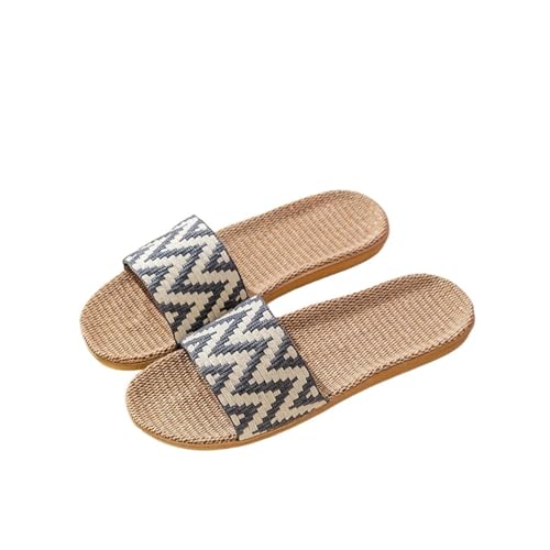 ZRHWSPD Strohpantoffeln Family Soled Grass Woven Rattan Indoor Women's Non Slip Feet(GReY,42-43) von ZRHWSPD