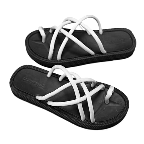 ZRHWSPD Strohpantoffeln Flip Flops Woven Rope Slippers Non Slip Resistant Casual Versatile Sandals(GReY,43) von ZRHWSPD