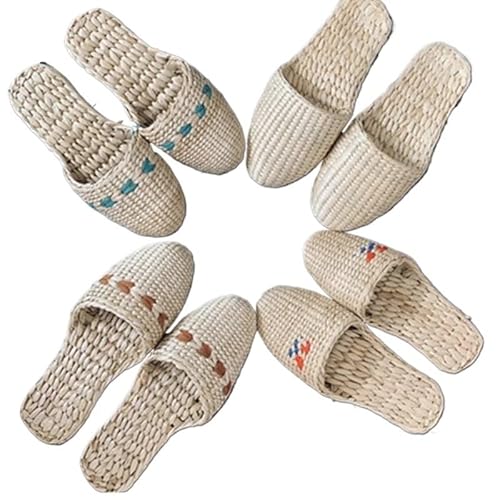 ZRHWSPD Strohpantoffeln Hemp Slides Grass Weaving Shoes Round Toe Slippers Feet(Color1,41) von ZRHWSPD