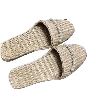 ZRHWSPD Strohpantoffeln Hemp Slides Grass Weaving Shoes Round Toe Slippers Feet(Color2,40) von ZRHWSPD