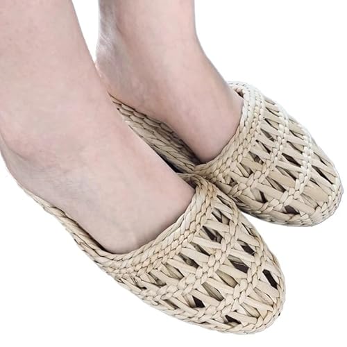 ZRHWSPD Strohpantoffeln Hemp Slides Grass Weaving Shoes Round Toe Slippers Feet(Color4,44) von ZRHWSPD