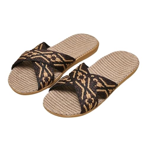 ZRHWSPD Strohpantoffeln Indoor Antislip Home Shoes Flat Sandals Casual Slippers(Color2,35-36) von ZRHWSPD