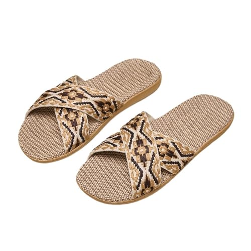 ZRHWSPD Strohpantoffeln Indoor Antislip Home Shoes Flat Sandals Casual Slippers(Color4,44-44) von ZRHWSPD