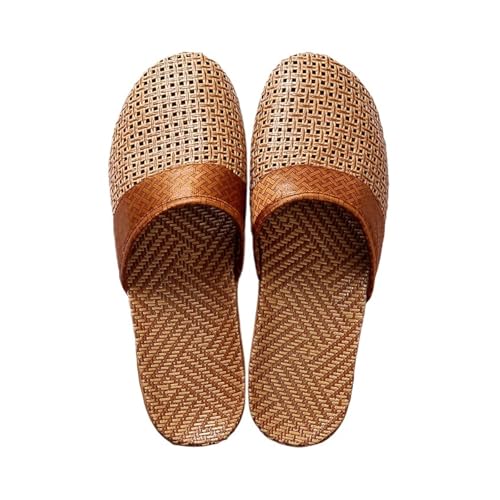 ZRHWSPD Strohpantoffeln Rattan Grass Couple Breathable Sandals Home Slippers Shoes(Coffee,44-45) von ZRHWSPD