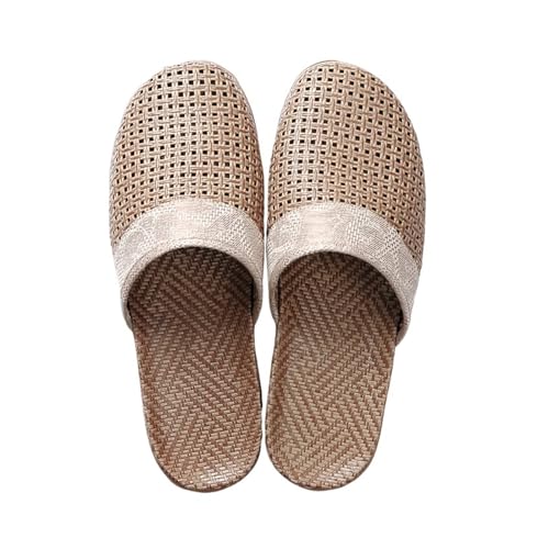 ZRHWSPD Strohpantoffeln Rattan Grass Couple Breathable Sandals Home Slippers Shoes(GReY,40-41) von ZRHWSPD