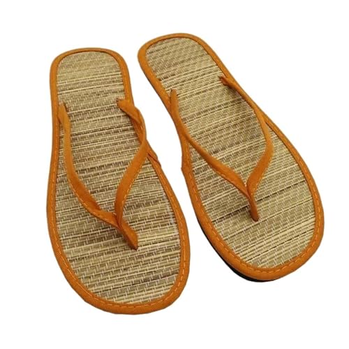 ZRHWSPD Strohpantoffeln Rattan Grass Flat Sandals Flip Flop Home Slippers(Orange,37) von ZRHWSPD
