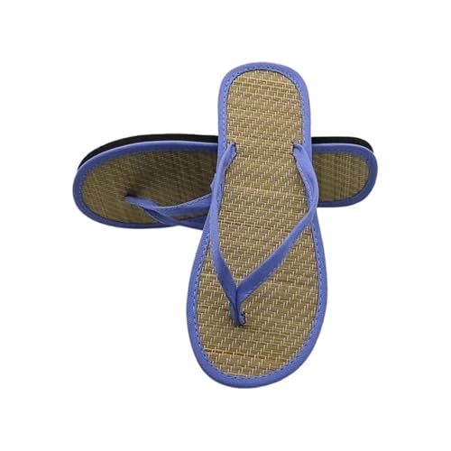 ZRHWSPD Strohpantoffeln Rattan Grass Flat Sandals Flip Flop Home Slippers(Purple,37) von ZRHWSPD