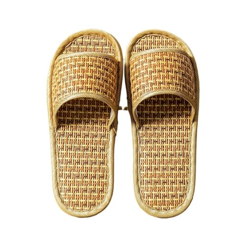 ZRHWSPD Strohpantoffeln Rattan Linen Slippers Wisteria Woven Indoor Slides Shoes(Color3,44-45) von ZRHWSPD