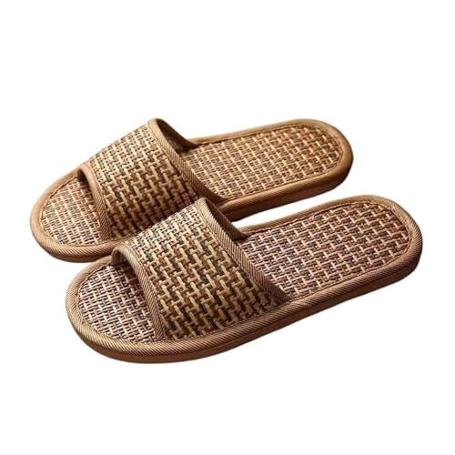 ZRHWSPD Strohpantoffeln Rattan Woven Slippers Sandals Couple Bedroom Shoes(Color 01,40-41) von ZRHWSPD