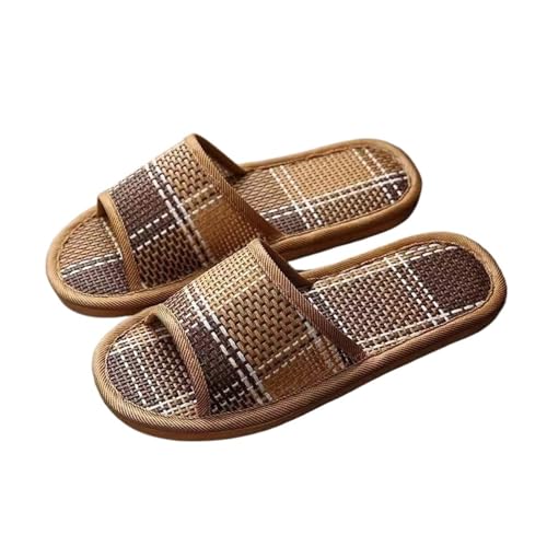 ZRHWSPD Strohpantoffeln Rattan Woven Slippers Sandals Couple Bedroom Shoes(Color 02,38-39) von ZRHWSPD