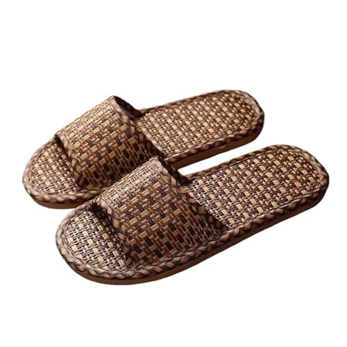 ZRHWSPD Strohpantoffeln Rattan Woven Slippers Sandals Couple Bedroom Shoes(Color 03,40-41) von ZRHWSPD