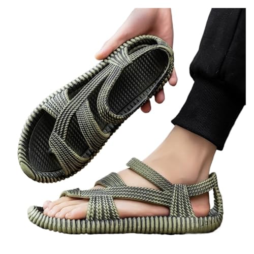 ZRHWSPD Strohpantoffeln Retro Rattan Straw Sandals Outer Wear Beach(Light green,42-43) von ZRHWSPD
