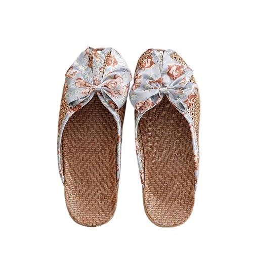 ZRHWSPD Strohpantoffeln Shoes Breathable Rattan Grass Cool Slippers Ladies(GReY,39-40) von ZRHWSPD