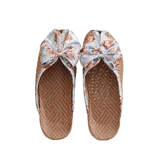 ZRHWSPD Strohpantoffeln Slippers Flat Straw Weaving Shoes Hollow Sandals(Grey,40) von ZRHWSPD
