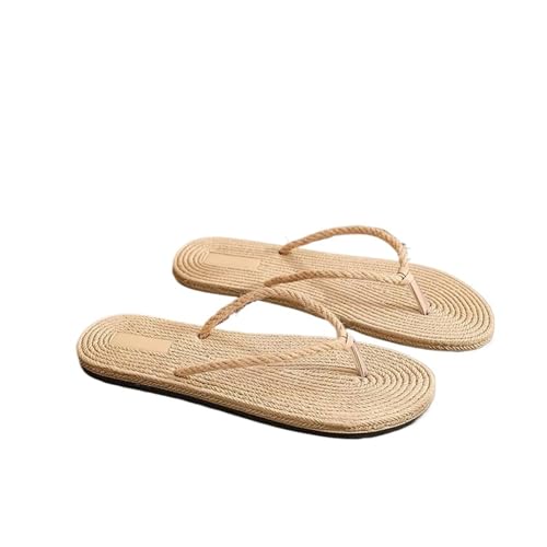 ZRHWSPD Strohpantoffeln Women Lightweight Flip Flops Outside Casual Beach Imitation Slippers(Color 1,40) von ZRHWSPD
