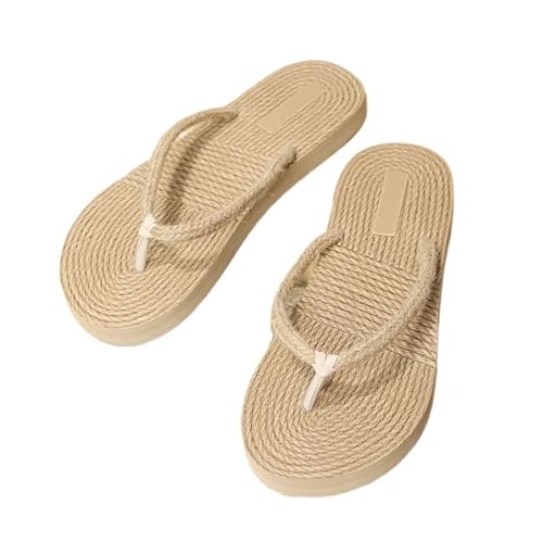 ZRHWSPD Strohpantoffeln Women Lightweight Flip Flops Outside Casual Beach Imitation Slippers(Color 2,37) von ZRHWSPD