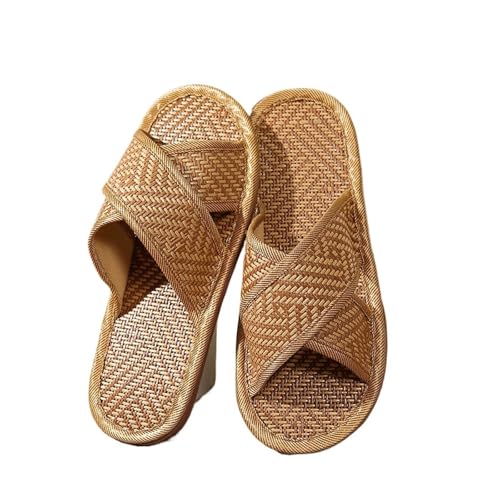 ZRHWSPD Strohpantoffeln Woven Rattan Sandals Flats Couple Breathable Cross(Color3,40-41) von ZRHWSPD
