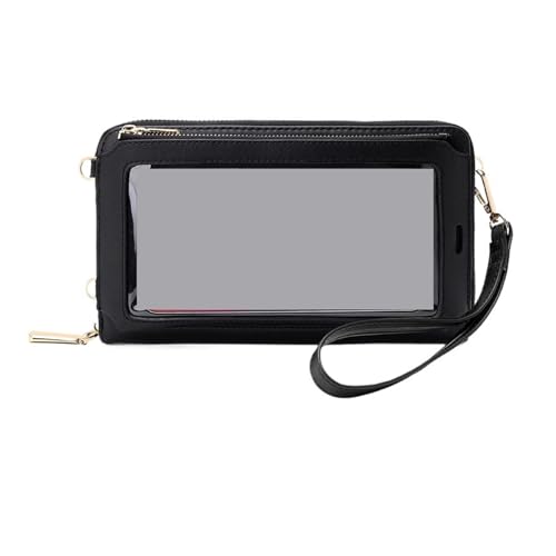 ZRHWSPD Umhängetasche Damen Blockieren von Touchscreen-Handytasche, funktionale Umhängetasche, lange Geldbörse(Black) von ZRHWSPD