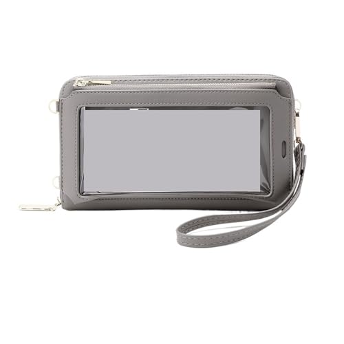 ZRHWSPD Umhängetasche Damen Blockieren von Touchscreen-Handytasche, funktionale Umhängetasche, lange Geldbörse(Gray) von ZRHWSPD