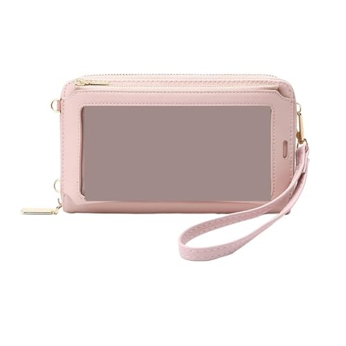 ZRHWSPD Umhängetasche Damen Blockieren von Touchscreen-Handytasche, funktionale Umhängetasche, lange Geldbörse(Pink) von ZRHWSPD