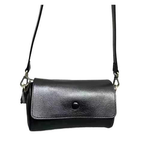 ZRHWSPD Umhängetasche Damen Damen Kleine Umhängetasche Echtes Leder Damen Messenger Handtasche Sommer Lässige Umhängetasche Kissentasche(Black) von ZRHWSPD