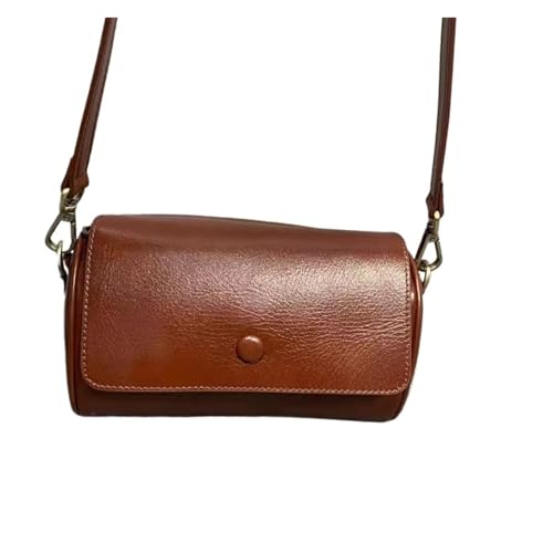 ZRHWSPD Umhängetasche Damen Damen Kleine Umhängetasche Echtes Leder Damen Messenger Handtasche Sommer Lässige Umhängetasche Kissentasche(Dark brown) von ZRHWSPD