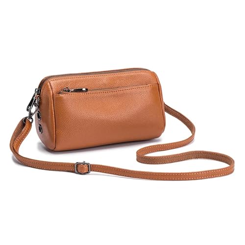 ZRHWSPD Umhängetasche Damen Damen-Umhängetaschen Aus Echtem Leder, Kleine Messenger-Taschen Aus Leder, Umhängetaschen(Brown) von ZRHWSPD