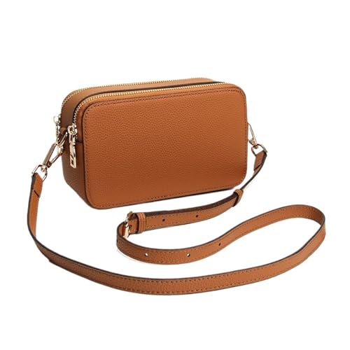 ZRHWSPD Umhängetasche Damen Echtes Rindsleder Leder Crossbody Telefon Tasche Sichere Reißverschluss Kapazität(Caramel) von ZRHWSPD